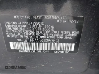 2013 Subaru Impreza 2.0i с VIN JF1GPAA68DG853624, выставлен на аукционе IAAI как лот 41770426 с пробегом 118 088 миль миль и . История ставок и продаж доступна на DreamBid. Изображение 9.