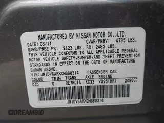 2012 Infiniti G25 x с VIN JN1DV6ARXCM860314, выставлен на аукционе IAAI как лот 42051607 с пробегом 132 598 миль миль и . История ставок и продаж доступна на DreamBid. Изображение 9.