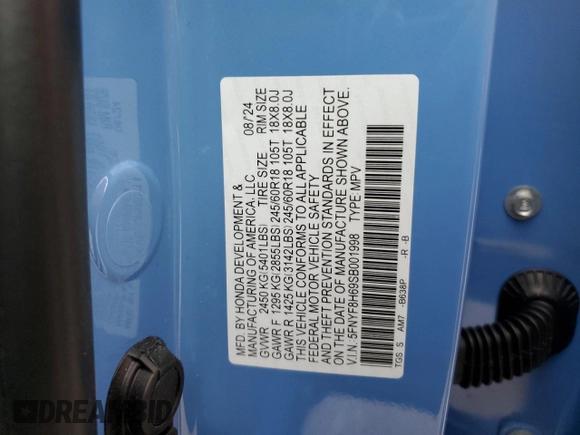 2025 Honda Passport TrailSport z VIN 5FNYF8H69SB001998, wystawiony jako Copart lot #51595415 z przebiegiem 3 336 mil mil oraz Szkoda całkowita • Salvage title. Historia ofert i sprzedaży dostępna na DreamBid. Obrazek 13.