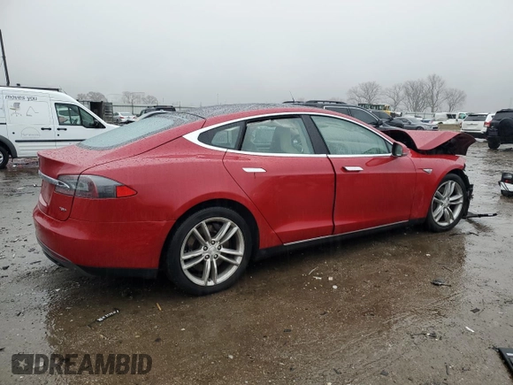 2015 Tesla Model S 85D with VIN 5YJSA1E26FF115945, listed as a Copart auction lot 42994765 with 95,746 mi miles and Salvage Title. Bid and sale history available at carsss.com. Image 3.