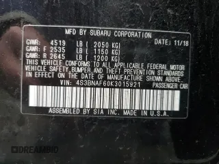 2019 Subaru Legacy Premium with VIN 4S3BNAF60K3015921, listed as a Copart auction lot 39510383 with 45,574 mi miles. Bid and sale history available at carsss.com. Image 13.