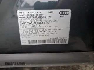 2022 Audi e-tron Premium Plus with VIN WA1LABGEXNB032371, listed as a Copart auction lot 81753974 with Not provided miles and Salvage title. Bid and sale history available at DreamBid. Image 15.