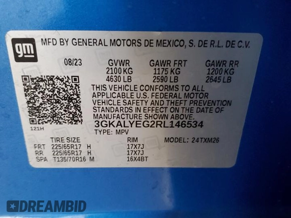 2024 GMC Terrain AT4 with VIN 3GKALYEG2RL146534, listed as a Copart auction lot 42722085 with 22,392 mi miles and Salvage Title. Bid and sale history available at DreamBid. Image 13.