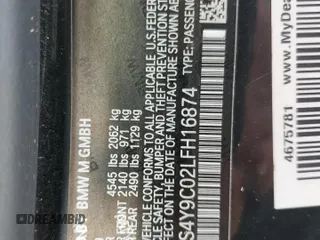 2020 BMW M4 with VIN WBS4Y9C02LFH16874, listed as a Copart auction lot 61334614 with 0 mi miles and Salvage Title. Bid and sale history available at carsss.com. Image 14.
