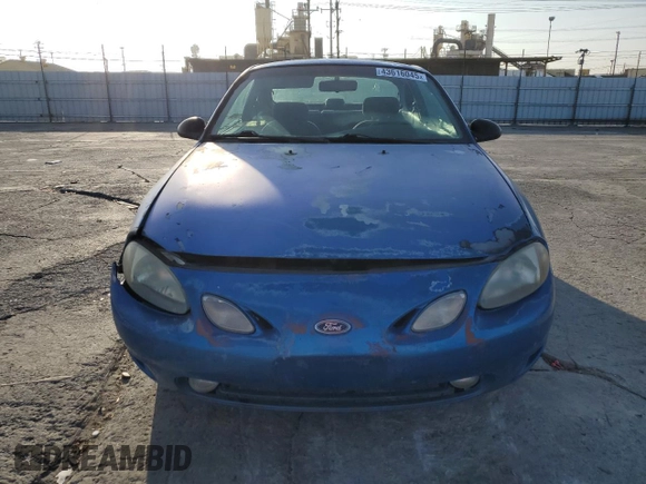 2000 Ford Escort ZX2 with VIN 3FAKP1137YR190299, listed as a Copart auction lot 43616045 with 34,552 mi miles and Salvage Title. Bid and sale history available at carsss.com. Image 5.