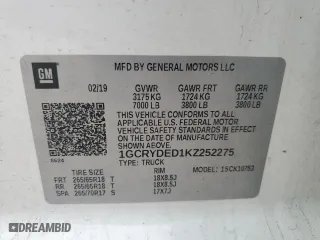 2019 Chevrolet Silverado 1500 LT with VIN 1GCRYDED1KZ252275, listed as a Copart auction lot 52880545 with 88,818 mi miles and Salvage Title. Bid and sale history available at carsss.com. Image 14.