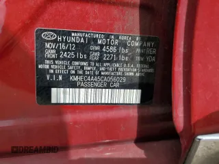 2012 Hyundai Sonata Hybrid with VIN KMHEC4A45CA056029, listed as a Copart auction lot 54875065 with 180,025 mi miles and Clean Title. Bid and sale history available at DreamBid. Image 12.