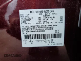2018 Ford Edge Titanium with VIN 2FMPK4K87JBB18450, listed as a Copart auction lot 53461425 with 54,101 mi miles and Salvage Title. Bid and sale history available at carsss.com. Image 14.