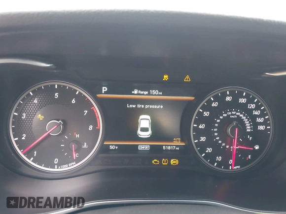 2019 Genesis G70 3.3T Advanced with VIN KMTG74LE6KU014118, listed as a IAAI auction lot 41752512 with 51,817 mi miles. Bid and sale history available at carsss.com. Image 7.