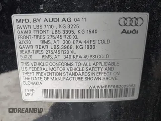 2011 Audi Q7 3.0L TDI Prestige with VIN WA1VMBFE8BD009883, listed as a IAAI auction lot 42047049 with 147,951 mi miles. Bid and sale history available at carsss.com. Image 9.