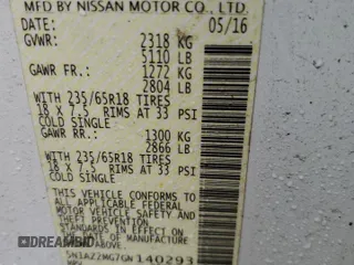 2016 Nissan Murano SV z VIN 5N1AZ2MG7GN140293, wystawiony jako Copart lot #44770525 z przebiegiem 125 263 mil mil oraz Szkoda całkowita • Salvage title. Historia ofert i sprzedaży dostępna na DreamBid. Obrazek 13.