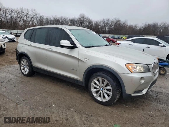 2013 BMW X3 xDrive28i with VIN 5UXWX9C54D0D02867, listed as a Copart auction lot 44048615 with 178,971 mi miles and Salvage Title. Bid and sale history available at carsss.com. Image 4.