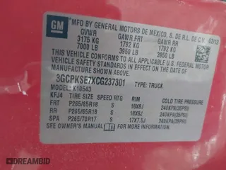 2012 Chevrolet Silverado 1500 LT with VIN 3GCPKSE7XCG237301, listed as a IAAI auction lot 41595958 with 181,857 mi miles. Bid and sale history available at carsss.com. Image 9.