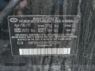 2011 Hyundai Elantra GLS with VIN 5NPDH4AE9BH052356, listed as a Copart auction lot 53126695 with 79,601 mi miles and Clean Title. Bid and sale history available at carsss.com. Image 12.