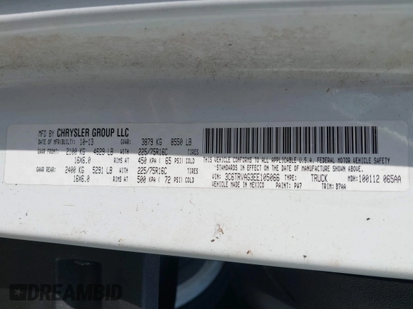 2014 Ram ProMaster Cargo with VIN 3C6TRVAG3EE105066, listed as a IAAI auction lot 42127473 with 122,505 mi miles. Bid and sale history available at carsss.com. Image 9.
