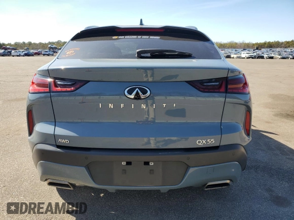 2023 Infiniti QX55 Luxe with VIN 3PCAJ5JR9PF118989, listed as a Copart auction lot 48352715 with 13,558 mi miles and Salvage title. Bid and sale history available at DreamBid. Image 6.