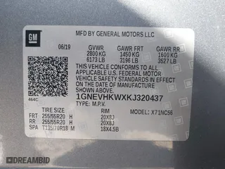 2019 Chevrolet Traverse LT Leather with VIN 1GNEVHKWXKJ320437, listed as a IAAI auction lot 41657356 with 73,161 mi miles. Bid and sale history available at carsss.com. Image 9.