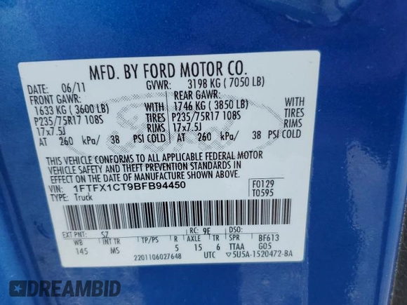 2011 Ford F-150 XL with VIN 1FTFX1CT9BFB94450, listed as a Copart auction lot 81144824 with 213,749 mi miles and Salvage Title. Bid and sale history available at carsss.com. Image 14.