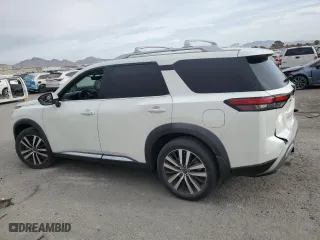 2023 Nissan Pathfinder Platinum with VIN 5N1DR3DJ2PC212026, listed as a Copart auction lot 86143374 with 21,194 mi miles and Salvage Title. Bid and sale history available at carsss.com. Image 2.