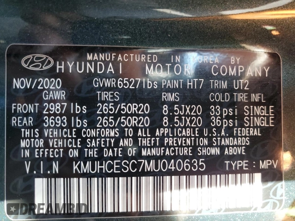 2021 Genesis GV80 with VIN KMUHCESC7MU040635, listed as a Copart auction lot 59625875 with 61,027 mi miles and Salvage title. Bid and sale history available at DreamBid. Image 14.