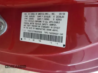 2009 Honda Accord EX z VIN 1HGCS12739A005936, wystawiony jako Copart lot #45157105 z przebiegiem 186 657 mil mil oraz Szkoda całkowita • Salvage title. Historia ofert i sprzedaży dostępna na DreamBid. Obrazek 13.