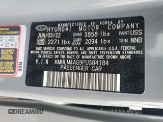 2023 Hyundai Elantra SEL with VIN KMHLM4AG9PU384184, listed as a Copart auction lot 52144415 with 52,651 mi miles and Salvage Title. Bid and sale history available at DreamBid. Image 13.