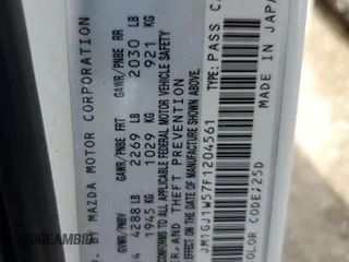2015 Mazda 6 i Grand Touring with VIN JM1GJ1W57F1204561, listed as a Copart auction lot 49817125 with 160,213 mi miles and Salvage Title. Bid and sale history available at carsss.com. Image 13.