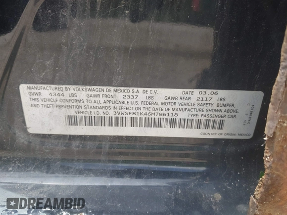 2006 Volkswagen Jetta 2.5L с VIN 3VWSF81K46M786118, выставлен на аукционе IAAI как лот 42700528 с пробегом 213 569 миль миль и . История ставок и продаж доступна на DreamBid. Изображение 9.