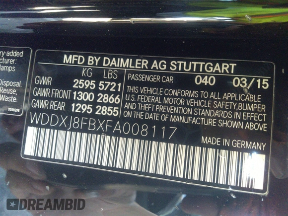 2015 Mercedes-Benz S 550 with VIN WDDXJ8FBXFA008117, listed as a IAAI auction lot 39968008 with 116,557 mi miles and . Bid and sale history available at DreamBid. Image 9.