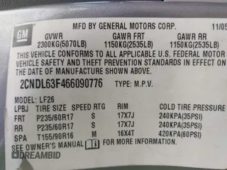 2006 Chevrolet Equinox LT z VIN 2CNDL63F466090776, wystawiony jako IAAI lot #41769969 z przebiegiem 167 627 mil mil oraz . Historia ofert i sprzedaży dostępna na DreamBid. Obrazek 9.