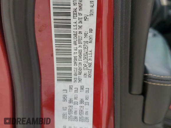 2016 Jeep Cherokee Limited with VIN 1C4PJLDB3GW135716, listed as a Copart auction lot 59718615 with 87,231 mi miles and Salvage title. Bid and sale history available at DreamBid. Image 12.