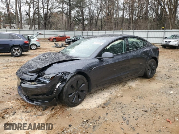 2024 Tesla Model 3 with VIN 5YJ3E1EA8RF755854, listed as a Copart auction lot 45986995 with 7,374 mi miles and Salvage Title. Bid and sale history available at DreamBid. Image 1.