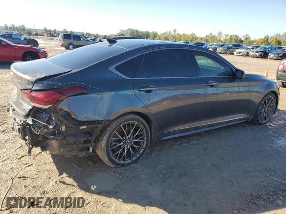 2018 Genesis G80 Sport with VIN KMHGN4JB5JU219162, listed as a Copart auction lot 79851474 with 58,056 mi miles and Salvage Title. Bid and sale history available at DreamBid. Image 3.