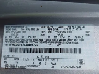2020 Ford Escape S с VIN 1FMCU0F67LUB91776, выставлен на аукционе IAAI как лот 42386274 с пробегом 64 497 миль миль и . История ставок и продаж доступна на DreamBid. Изображение 9.