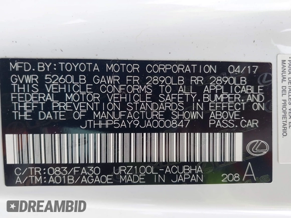 2018 Lexus LC 500h z VIN JTHHP5AY9JA000847, wystawiony jako IAAI lot #41898193 z przebiegiem 54 626 mil mil oraz . Historia ofert i sprzedaży dostępna na DreamBid. Obrazek 9.