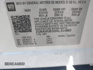 2024 Chevrolet Equinox LT with VIN 3GNAXUEG5RL314862, listed as a IAAI auction lot 41803691 with 13,841 mi miles. Bid and sale history available at carsss.com. Image 9.