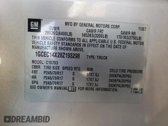 2008 Chevrolet Silverado 1500 Work Truck with VIN 1GCEC14X28Z193298, listed as a Copart auction lot 48049325 with 244,126 mi miles and Salvage Title. Bid and sale history available at carsss.com. Image 14.