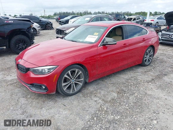 2019 BMW 4 Series 430i with VIN WBA4J1C52KBM16194, listed as a IAAI auction lot 41985890 with 74,788 mi miles and . Bid and sale history available at carsss.com. Image 18.