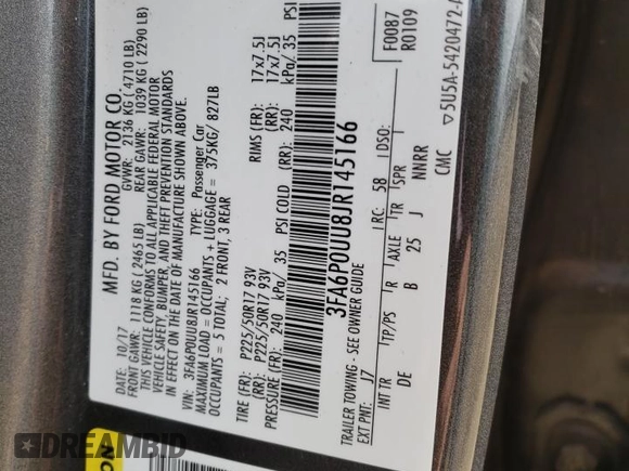 2018 Ford Fusion Hybrid S with VIN 3FA6P0UU8JR145166, listed as a Copart auction lot 48550275 with 55,356 mi miles and Salvage Title. Bid and sale history available at carsss.com. Image 12.