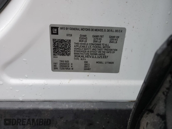 2020 GMC Terrain SLT с VIN 3GKALVEV1LL121337, выставлен на аукционе Copart как лот 45045914 с пробегом 113 571 миль миль и Списание • Salvage title. История ставок и продаж доступна на DreamBid. Изображение 13.
