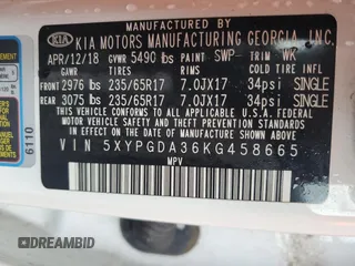 2019 Kia Sorento LX with VIN 5XYPGDA36KG458665, listed as a Copart auction lot 51441815 with 60,637 mi miles and Clean Title. Bid and sale history available at carsss.com. Image 13.