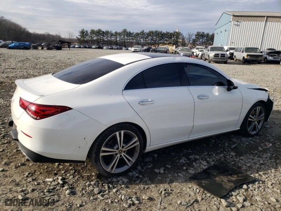 2021 Mercedes-Benz CLA with VIN W1K5J4GBXMN195766, listed as a Copart auction lot 83587034 with 86,832 mi miles and Salvage Title. Bid and sale history available at carsss.com. Image 3.