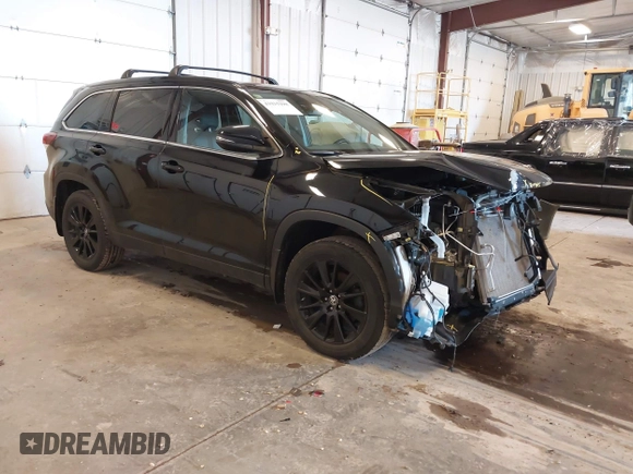 2019 Toyota Highlander SE with VIN 5TDJZRFH2KS628024, listed as a IAAI auction lot 41915298 with 87,054 mi miles. Bid and sale history available at carsss.com. Image 1.