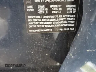 2019 Buick Regal Essence with VIN W04GP6SX4K1045019, listed as a Copart auction lot 60299185 with 79,858 mi miles and Salvage title. Bid and sale history available at DreamBid. Image 12.