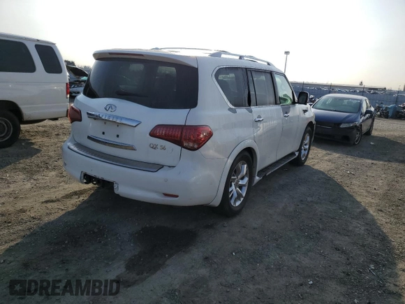 2011 Infiniti QX56 7-passenger with VIN JN8AZ2NF6B9502503, listed as a Copart auction lot 83369704 with Not provided miles and Salvage title. Bid and sale history available at DreamBid. Image 3.