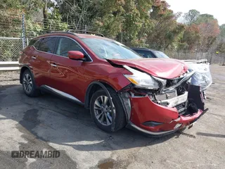 2016 Nissan Murano SL z VIN 5N1AZ2MH4GN111102, wystawiony jako IAAI lot #41826032 z przebiegiem 107 665 mil mil oraz . Historia ofert i sprzedaży dostępna na DreamBid. Obrazek 1.
