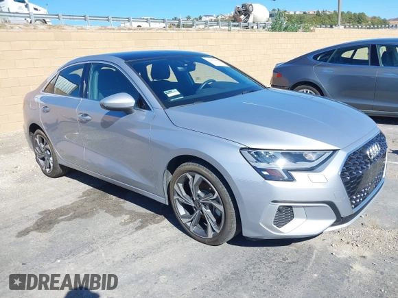2022 Audi A3 Premium with VIN WAUAUDGY9NA089853, listed as a IAAI auction lot 41435958 with 12,154 mi miles. Bid and sale history available at carsss.com. Image 1.