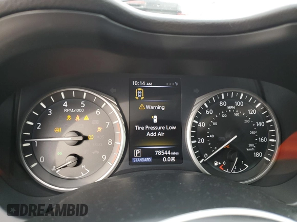 2018 Infiniti Q50 Luxe with VIN JN1EV7APXJM361910, listed as a Copart auction lot 45209005 with 78,544 mi miles and Clean title. Bid and sale history available at DreamBid. Image 9.