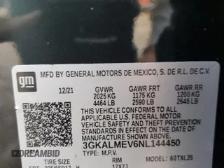 2022 GMC Terrain SLE z VIN 3GKALMEV6NL144450, wystawiony jako Copart lot #51382405 z przebiegiem Nie podano mil oraz Szkoda całkowita • Salvage title. Historia ofert i sprzedaży dostępna na DreamBid. Obrazek 14.