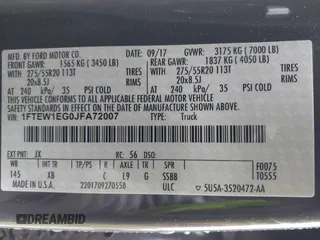 2018 Ford F-150 XL с VIN 1FTEW1EG0JFA72007, выставлен на аукционе IAAI как лот 41147065 с пробегом 56 790 миль миль и . История ставок и продаж доступна на DreamBid. Изображение 9.